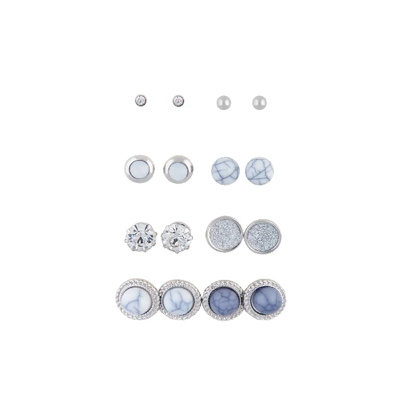 Cute Pearl Earrings-Cracked Stone Multi Earring 8-Pack