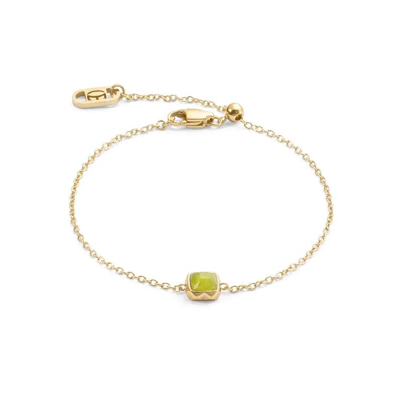 Stylish Adjustable Bracelet-Coeur De Lion Gold August Birthstone Green Jade Bracelet