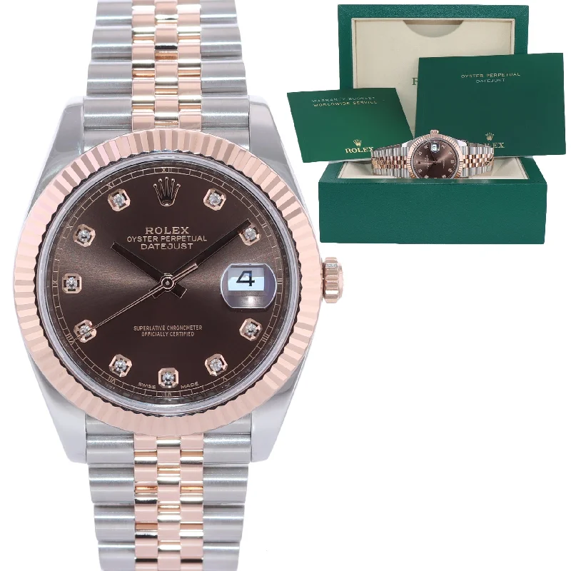 Digital Watch with Activity Tracker-2020 Rolex DateJust 41 126331 Chocolate Diamond Rose Gold Two-Tone Jubilee Watch