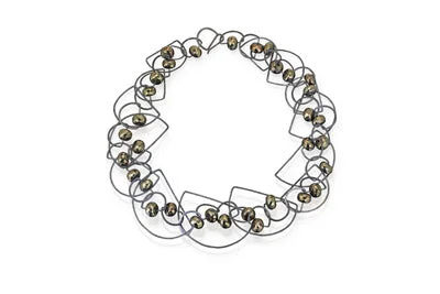 Designer Necklace for Gift-Tangle Half-Circle Pyrite Necklace