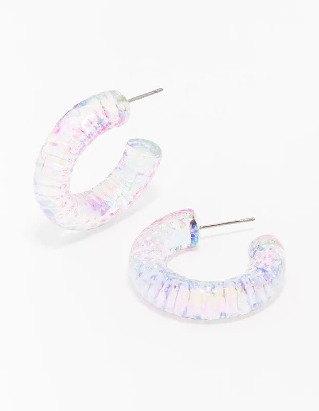 Stylish Drop Earrings-Clear Glitter Hoop Earring