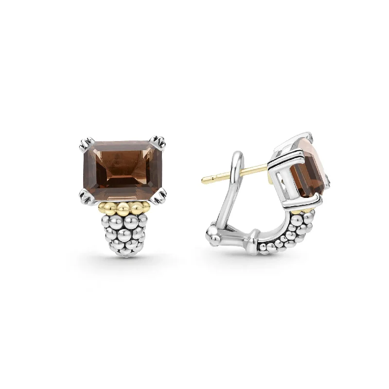 Elegant Gold Earrings-Glacier Large Smokey Quartz Huggie Earrings