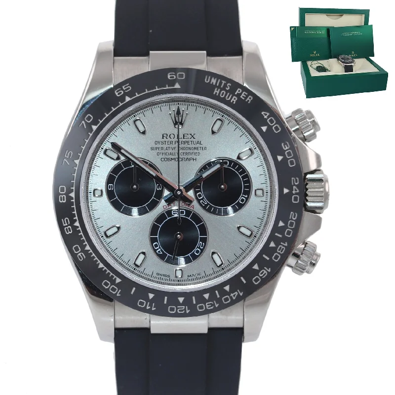 Fashionable Women's Watch-2021 Rolex Daytona Cosmograph 116519LN 18K White Gold Ceramic Silver Watch Box