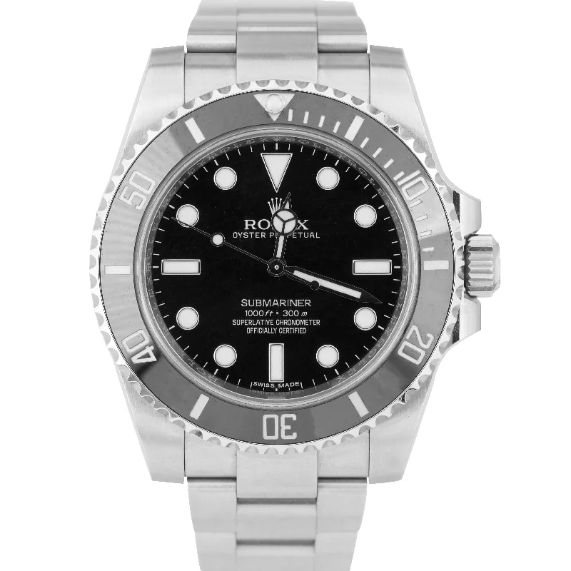 Men's Stylish Smartwatch with GPS-Men's Rolex Submariner No-Date Stainless Steel 40mm Black Oyster Watch 114060