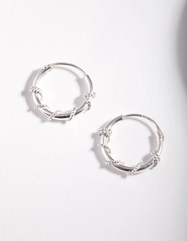 Pear Shaped Earrings-Sterling Silver Rope Twist Hoop Earrings