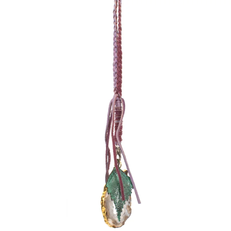 Elegant Birthstone Necklace-Braided Leather Necklace