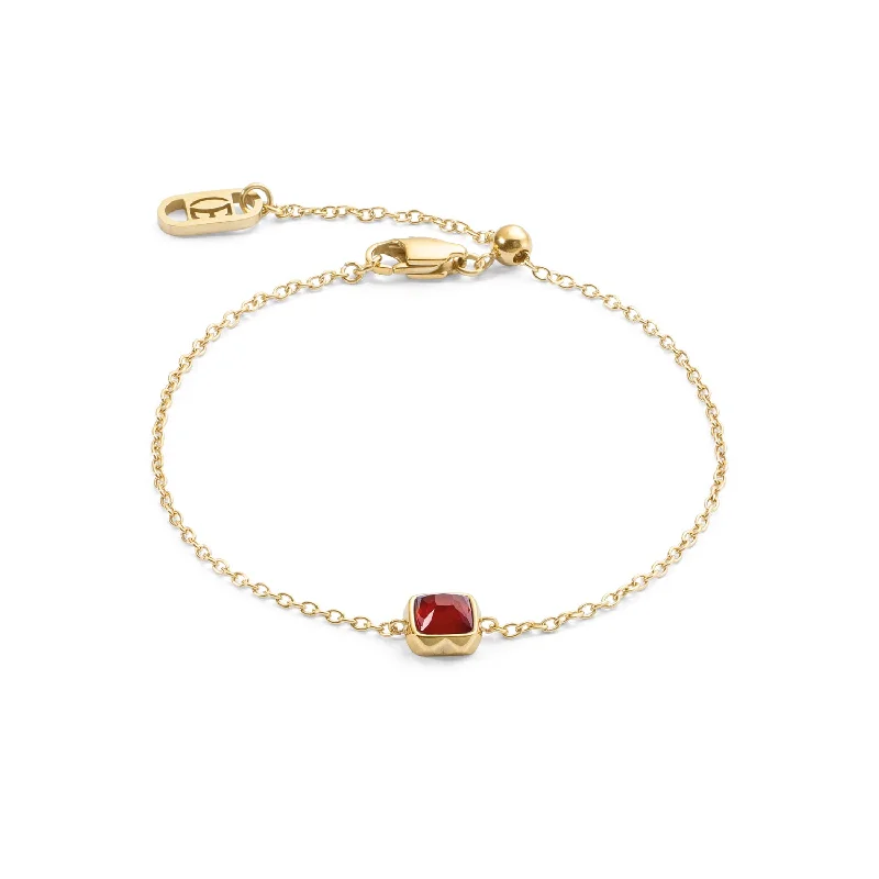 Vintage Bangle Bracelet-Coeur De Lion Gold January Birthstone Red Agate Bracelet