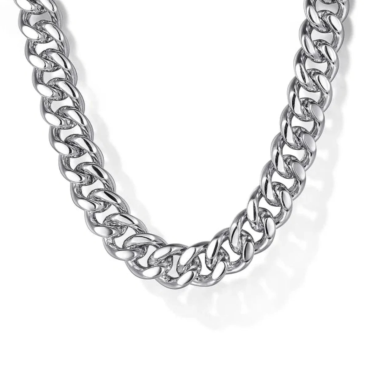 Silver Heart Necklace-SS 22"7mm Solid Men's Diamond Cut Cuban Link Chain Necklace