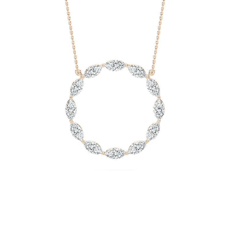 Heart Shape Crystal Necklace-Marquise Circle Necklace