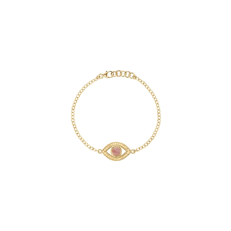 Vintage Style Bracelet-Anna Beck Gold Evil Eye Pink Opal Bracelet