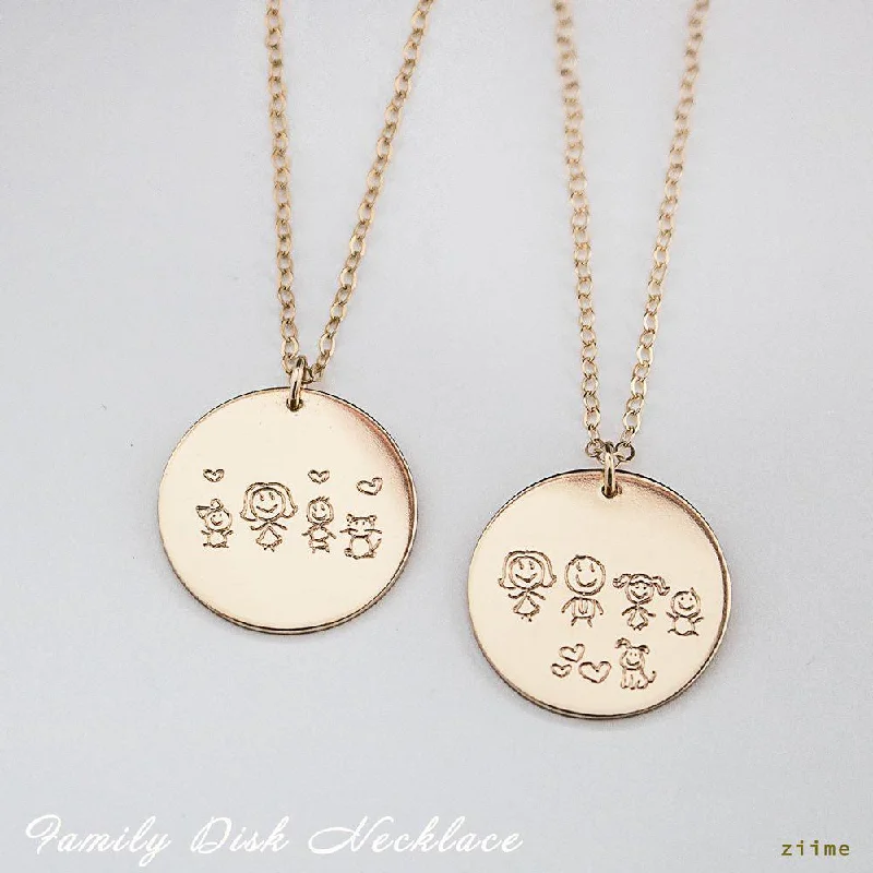 Personalized Diamond Necklace-Family Disc Necklace, Family Disk Necklace, GFF Necklace, Gifts for Mom, Gifts for Sisters, Unisex, Gold Filled, Silver SN0024