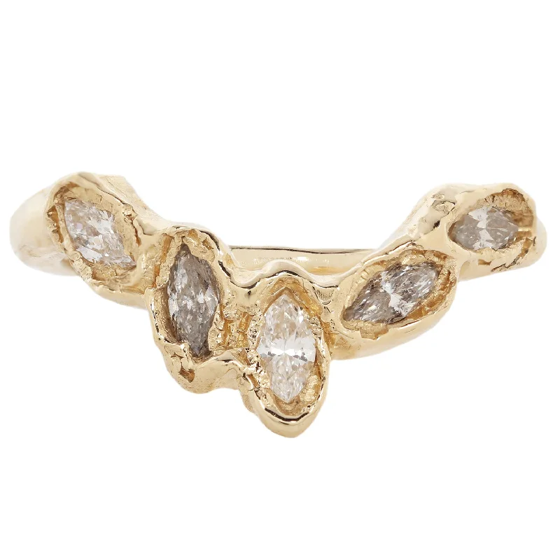 X Marquise Five Diamond V Shape Scatter Ring