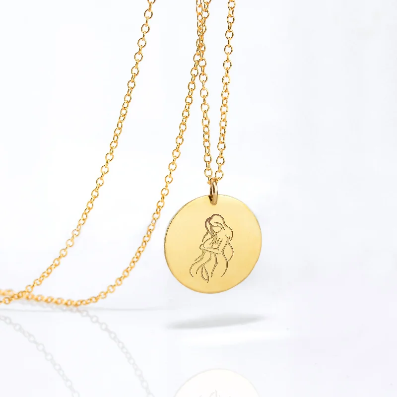 Customizable Pendant Necklace-Zodiac Image Necklace : Silver, Gold or Rose Gold filled