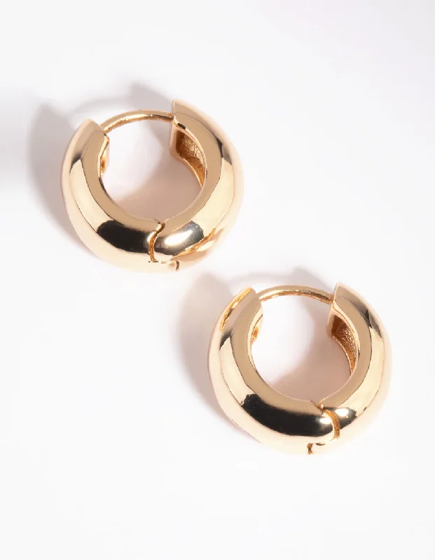 Silver Drop Earrings for Women-Gold Chunky Huggie Hoop Earrings