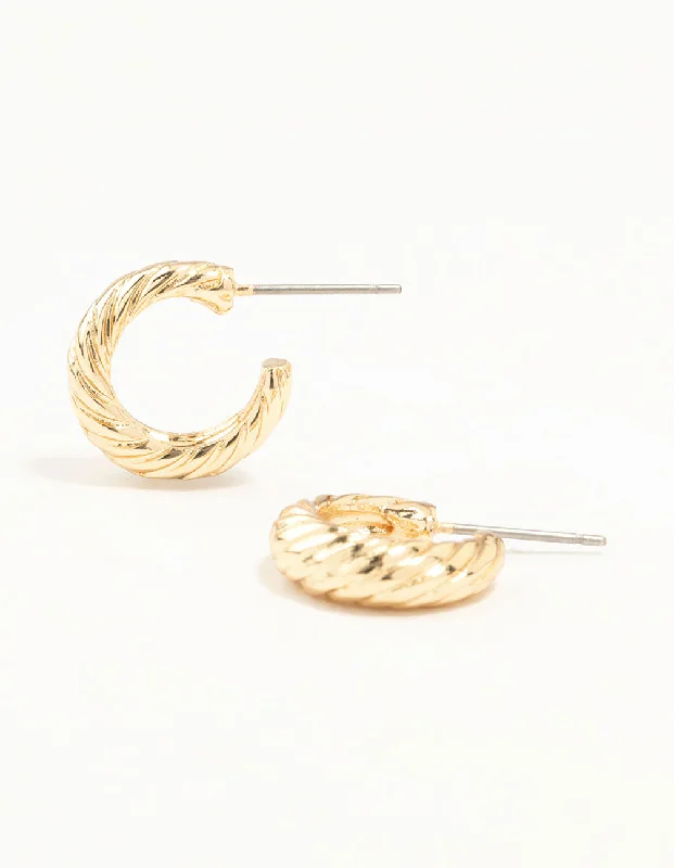 Party Earrings-Gold Crescent Hoop Earrings