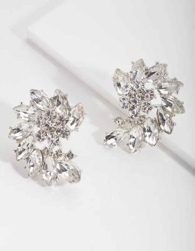 Adjustable Drop Earrings-Diamante Marquise Stud Earrings