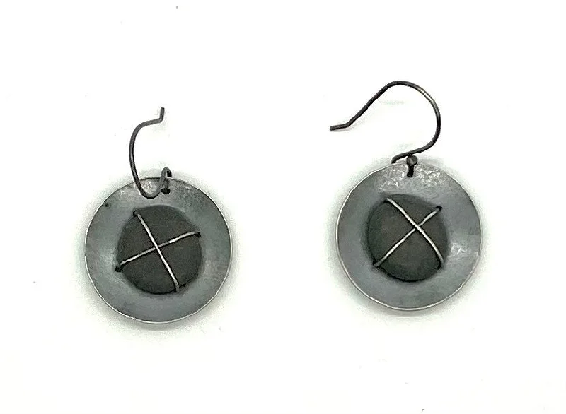 Hoop Earrings for Women-Domed Rock X Earrings