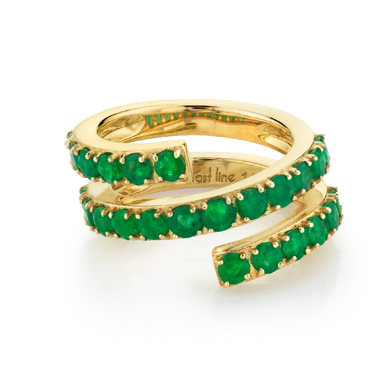 Double Twist Ring - Emerald / 14k Yellow Gold