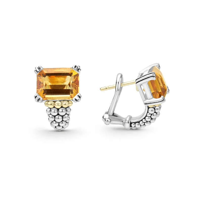 Chic Gold Stud Earrings-Glacier Large Citrine Huggie Earrings