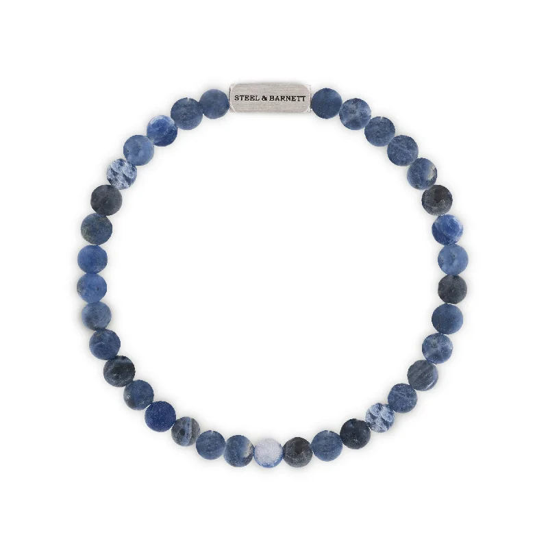 Geometric Beaded Bracelet-Natural Ned Blue Sodalite Gemstone Bracelet