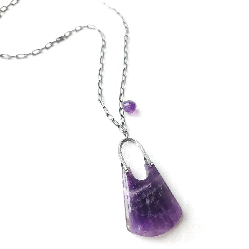 Custom Crystal Necklace-Amethyst Double Bridle Bit Necklace