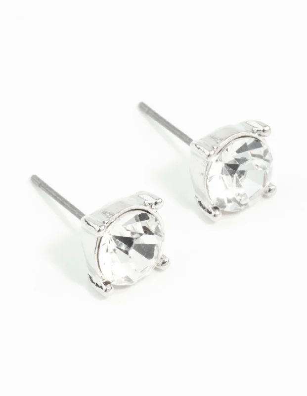 Unique Dangle Hoop Earrings-Silver 2 Carat Glass Stud Earrings