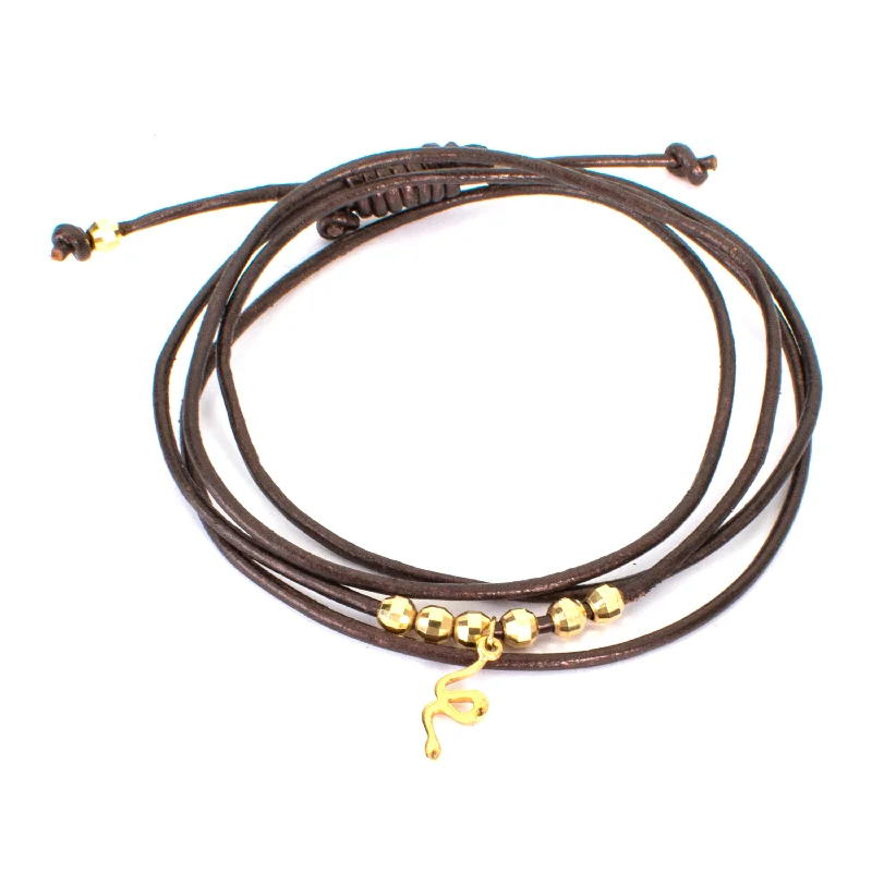 Classic Layered Necklace-Snake Leather Necklace