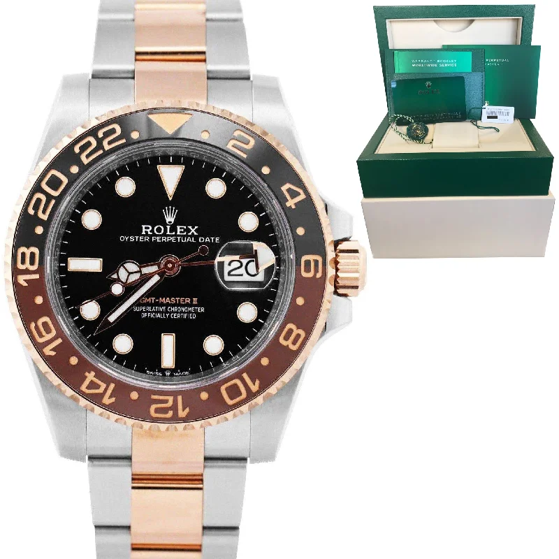 Analog Watch for Men with Date-NEW FEB. 2022 Rolex GMT-Master II Root Beer Two-Tone Rose Gold 126711 CHNR Watch