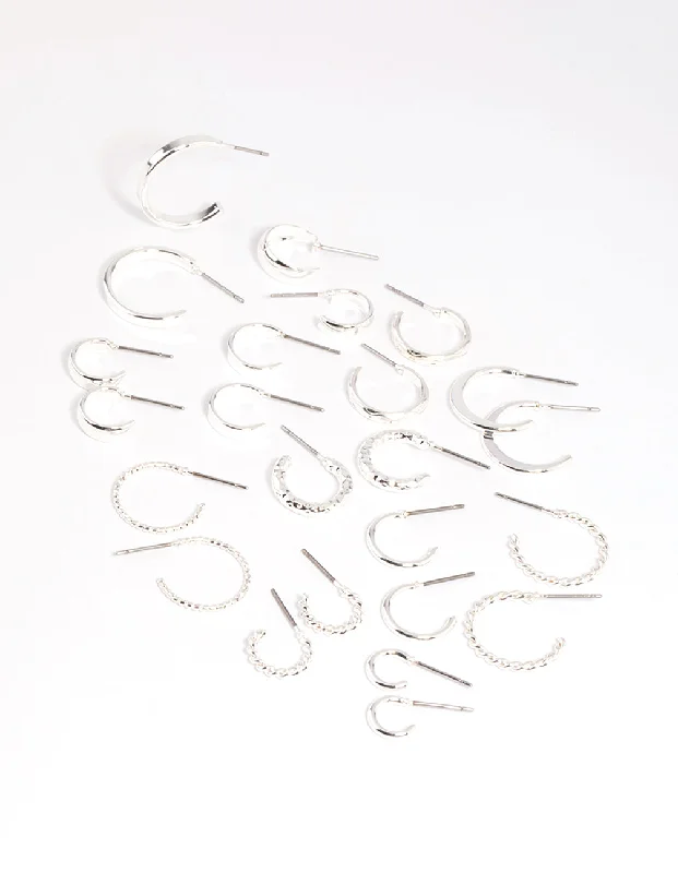 Handmade Beaded Earrings-Silver Hoop Earring 12-Pack