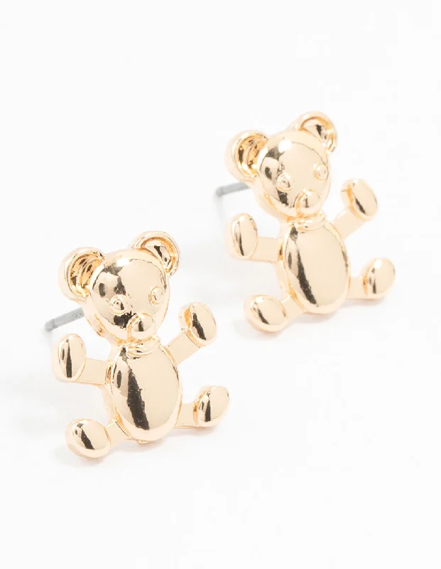 Minimalist Hoop Earrings-Gold  Teddy Stud Earrings