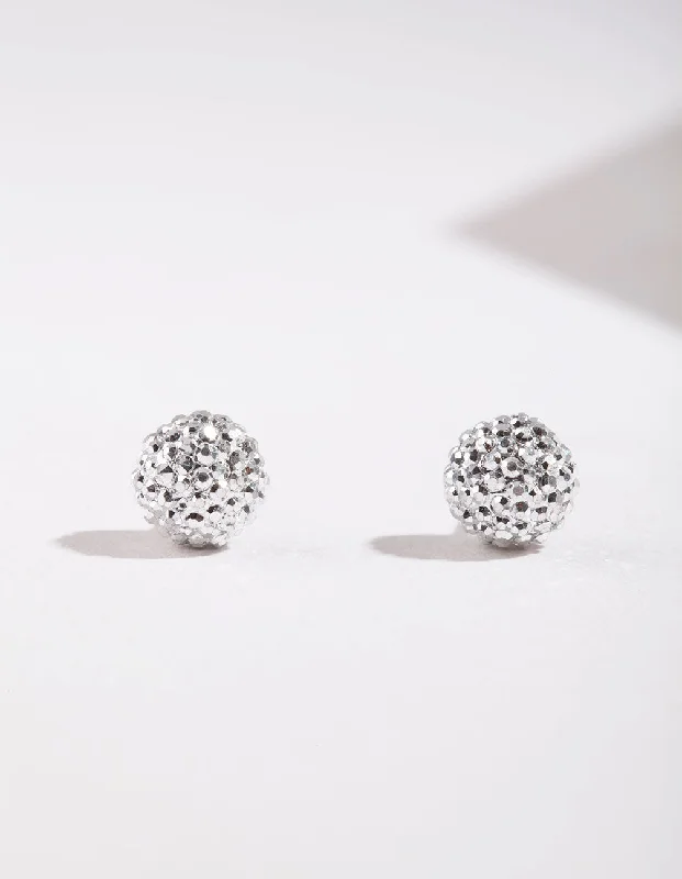 Small Drop Earrings-Silver Mini Fireball Stud Earrings