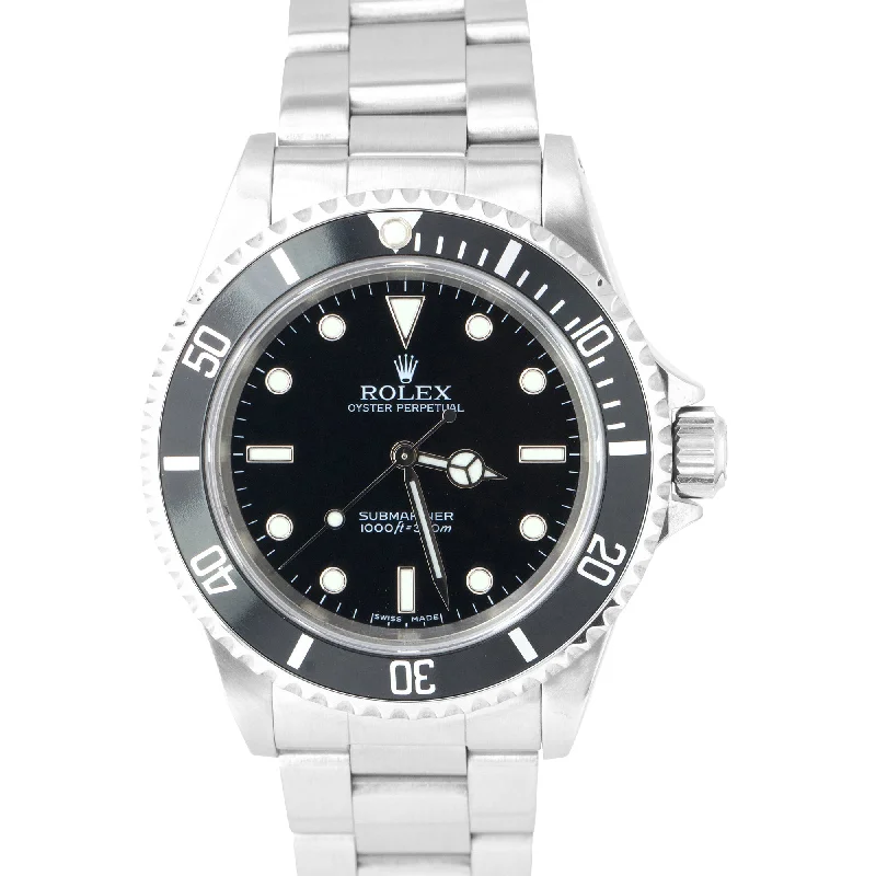 Quartz Watch for Men-Rolex Submariner No-Date Stainless Steel Black Dial 40mm Swiss Dive Watch 14060M