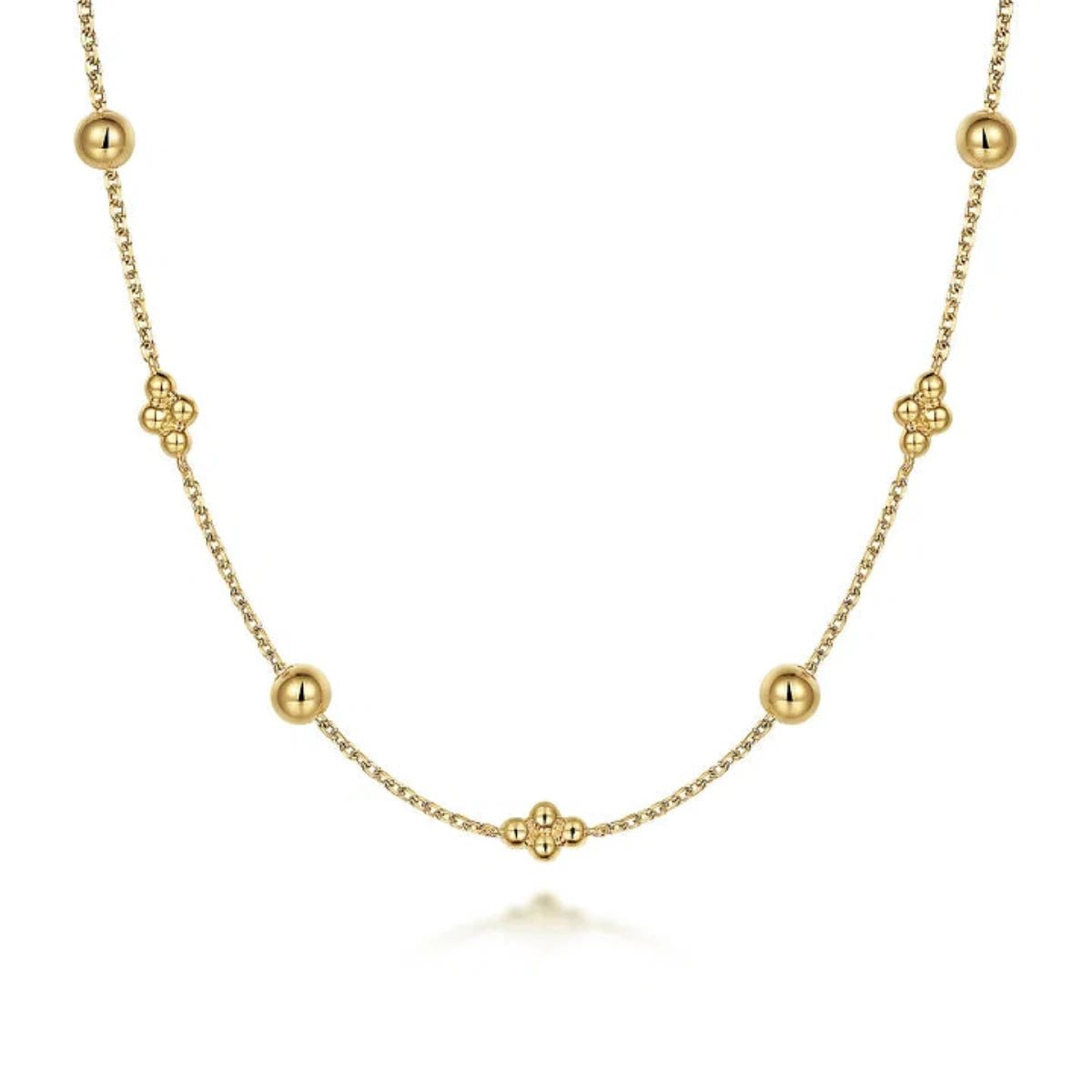 Teardrop Crystal Necklace-14K Y Gold 17.5" Beaded Cluster Necklace