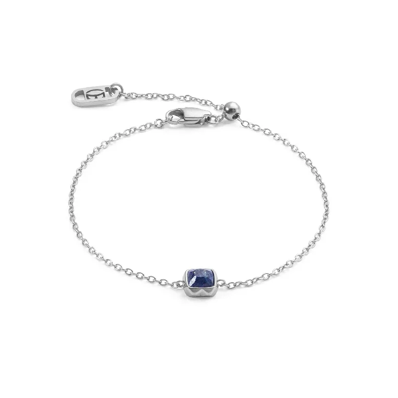 Trendy Silver Charm Bracelet-Coeur De Lion September Birthstone Lapis Lazuli Bracelet