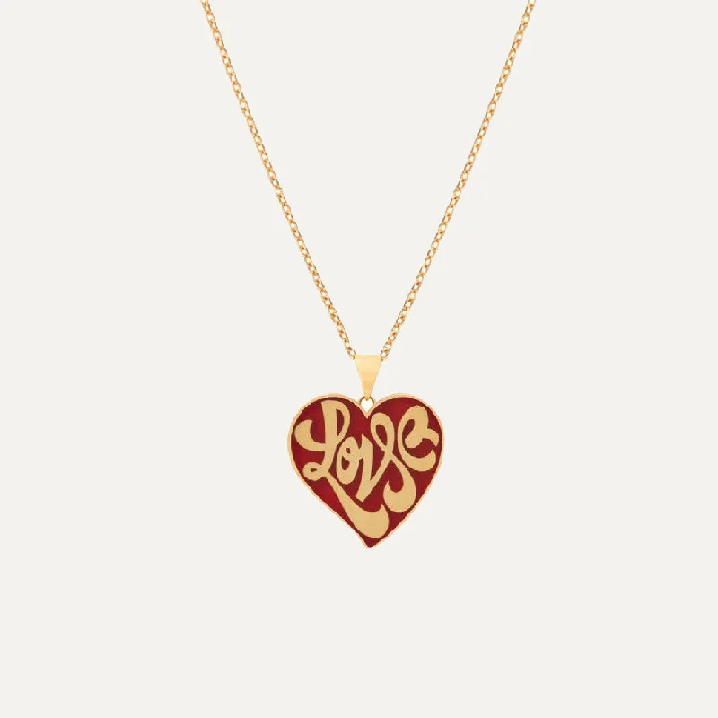 Gold Choker Necklace-Enamel Heart Love Necklace