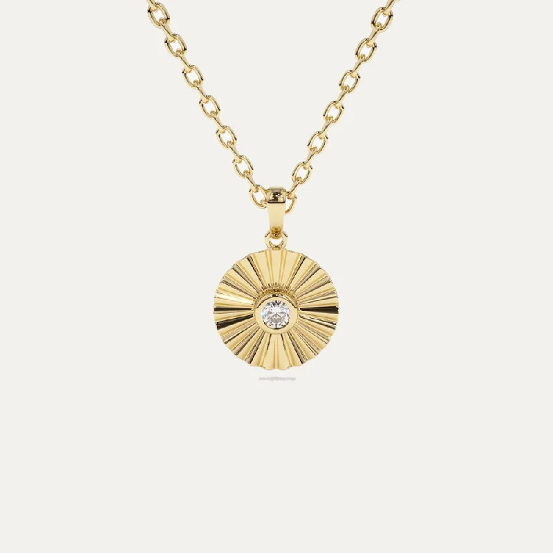 Double Layer Necklace-18K Gold Disk & Diamond Necklace