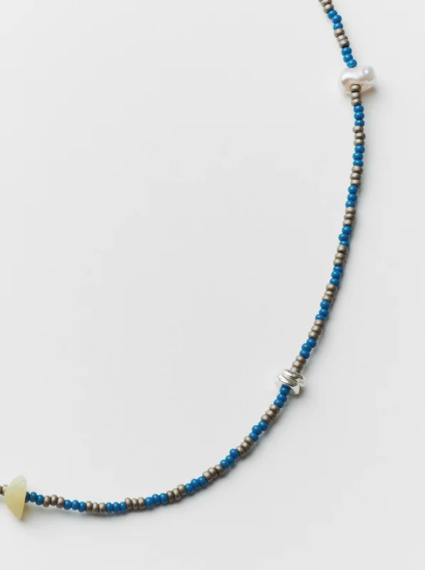 Customizable Beaded Necklace-June Necklace in Blue