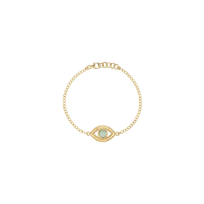 Personalized Birthstone Bracelet-Anna Beck Gold Evil Eye Green Quartz Bracelet