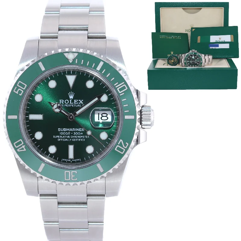 Stylish Black Digital Watch-2015 Unpolished PAPERS Rolex submariner Hulk 116610LV Green Dial Ceramic Watch