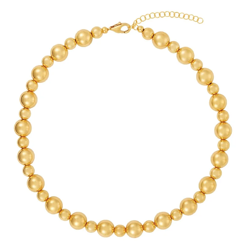 Fashionable Pearl Necklace-14K Yellow Gold Filled 10mm and 7mm 13"+2" Beaded Necklace