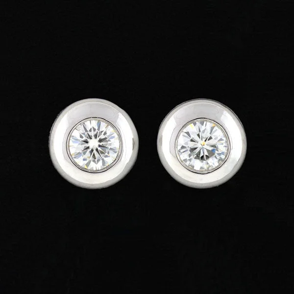 Metal Hoop Earrings-Estate Platinum Round Brilliant Diamond Stud Earrings 1.50ctw