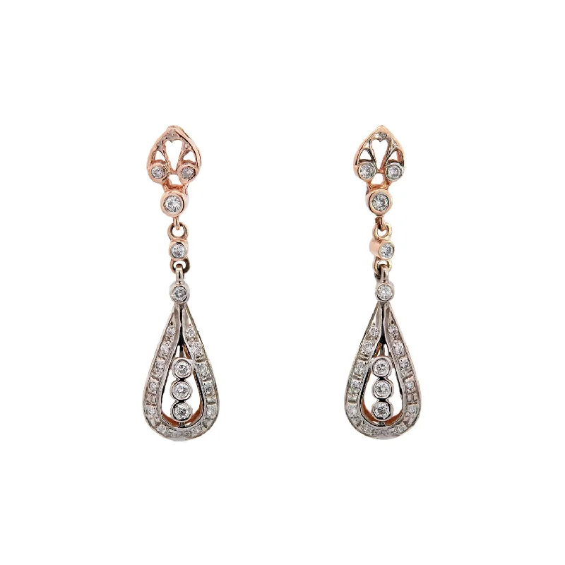 Geometric Stud Earrings-Estate 14k Diamond Dangle Earrings .90ctw