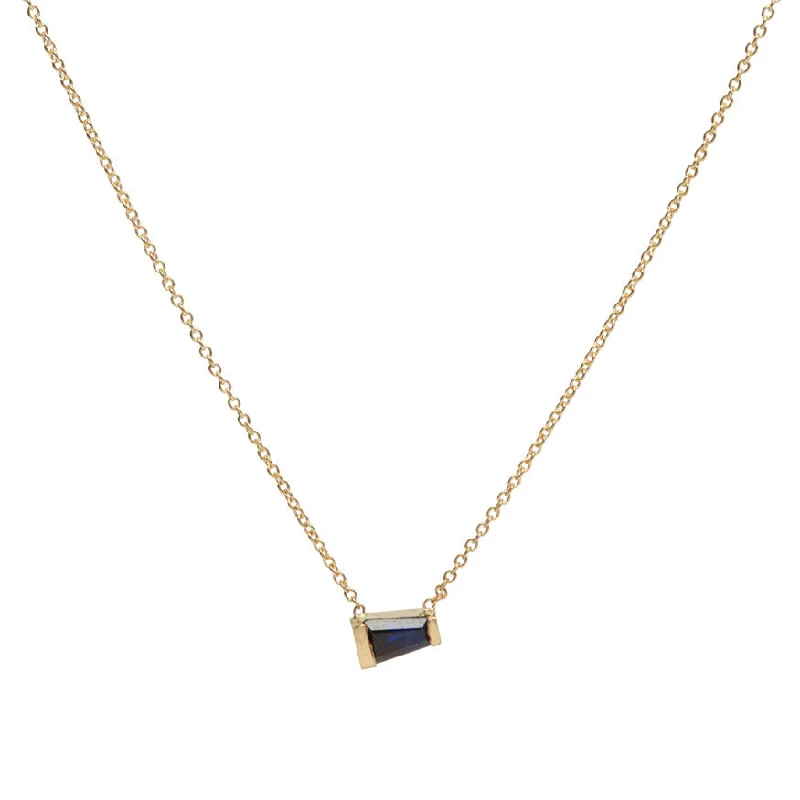 Designer Gold Necklace-Tapered Baguette Sapphire Necklace