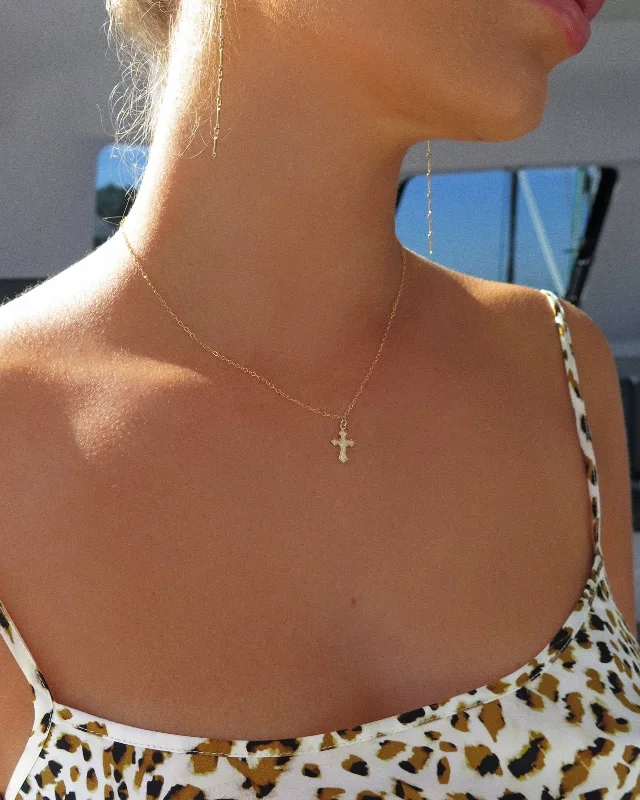 Diamond Necklace for Women-Flared Cross Necklace