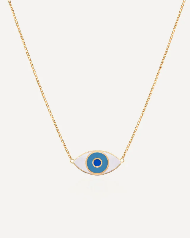 Fashion Statement Necklace-Marquise Enamel Evil Eye Necklace