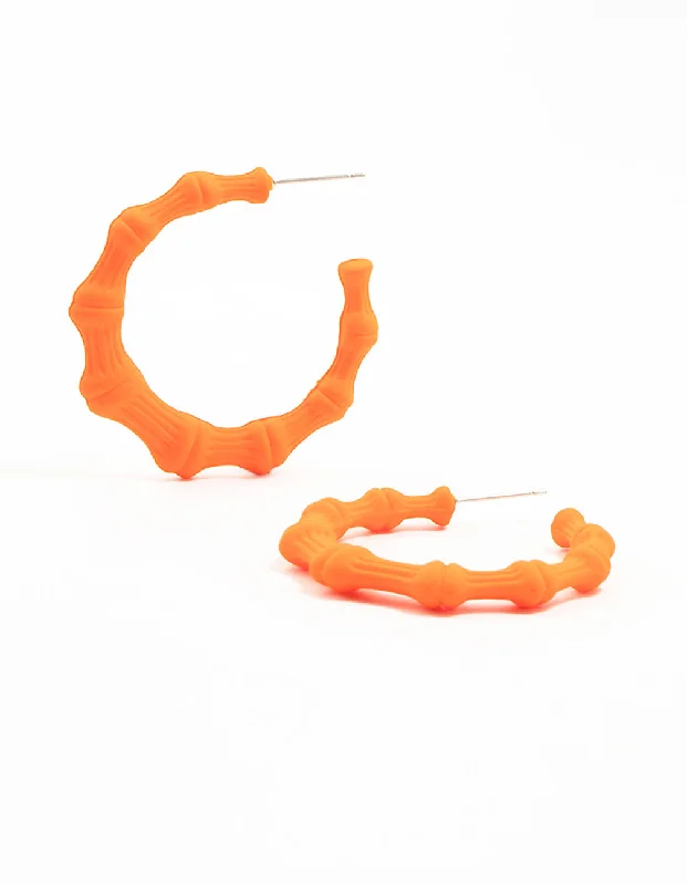 Cute Animal Earrings-Orange Coated Bamboo Hoop Earrings