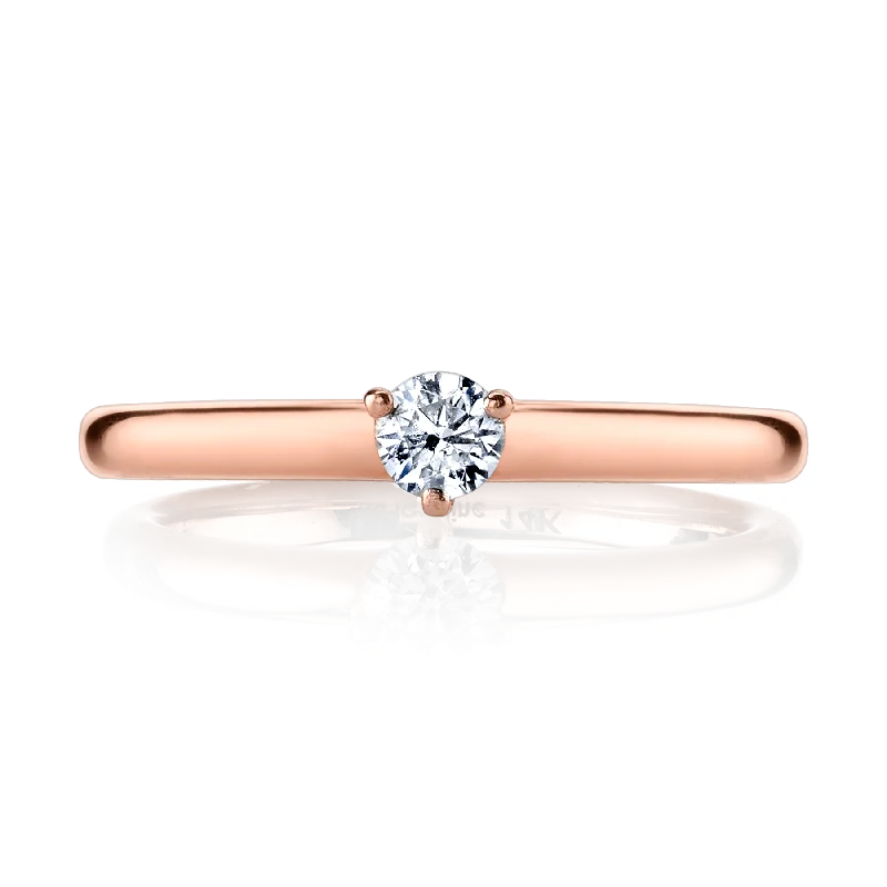 Solitaire Ring - White Diamond / 14k Rose Gold