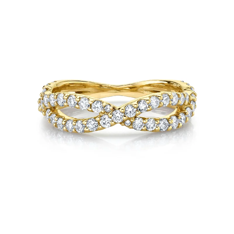 Crossover Ring - White Diamond / 14k Yellow Gold