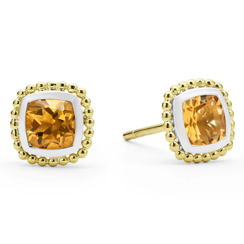 Metal Hoop Earrings-Rittenhouse Two-Tone Citrine Stud Earrings