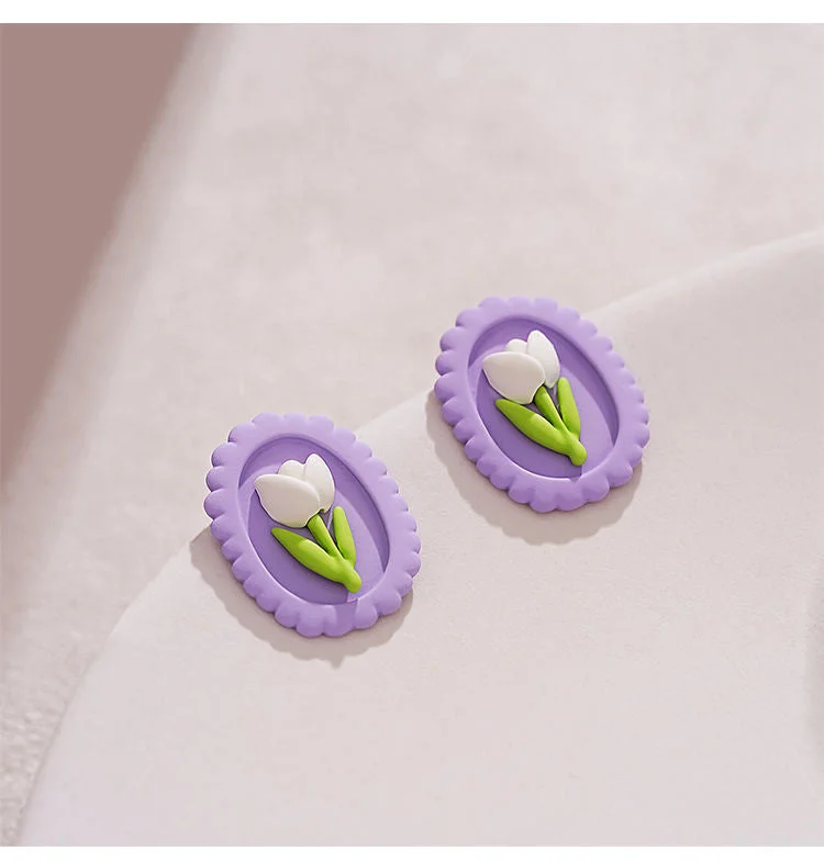 Purple Ear Studs